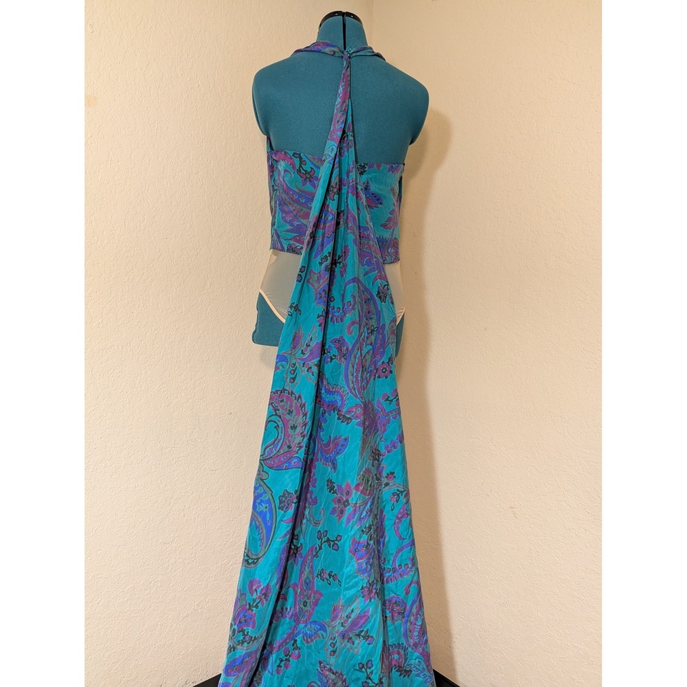 Ralph Lauren Purple Label Jarvis Paisley Silk Habotai Scarf Halter Top M/L? READ - Picture 3 of 9